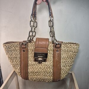 Michael Kors Tan Woven Tote Bag